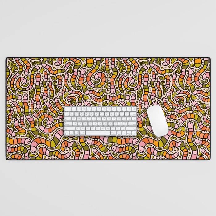 Rainbow Worms Print Desk Mat Gallery Image 1