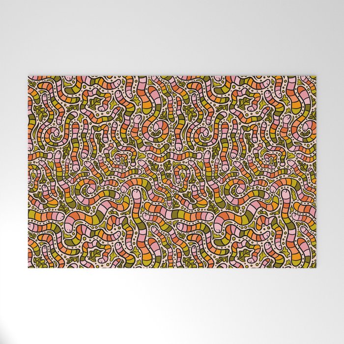 Rainbow Worms Print Welcome Mat Gallery Image 1