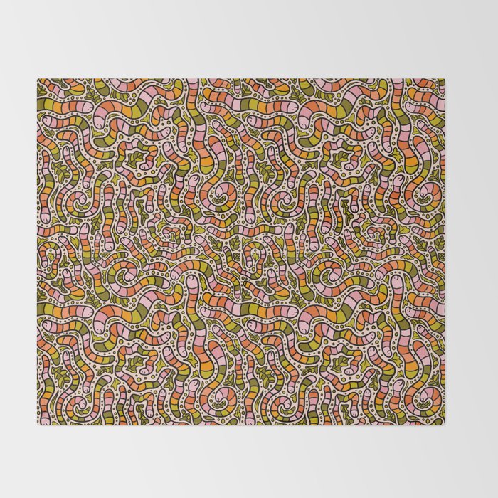 Rainbow Worms Print Throw Blanket Gallery Image 2