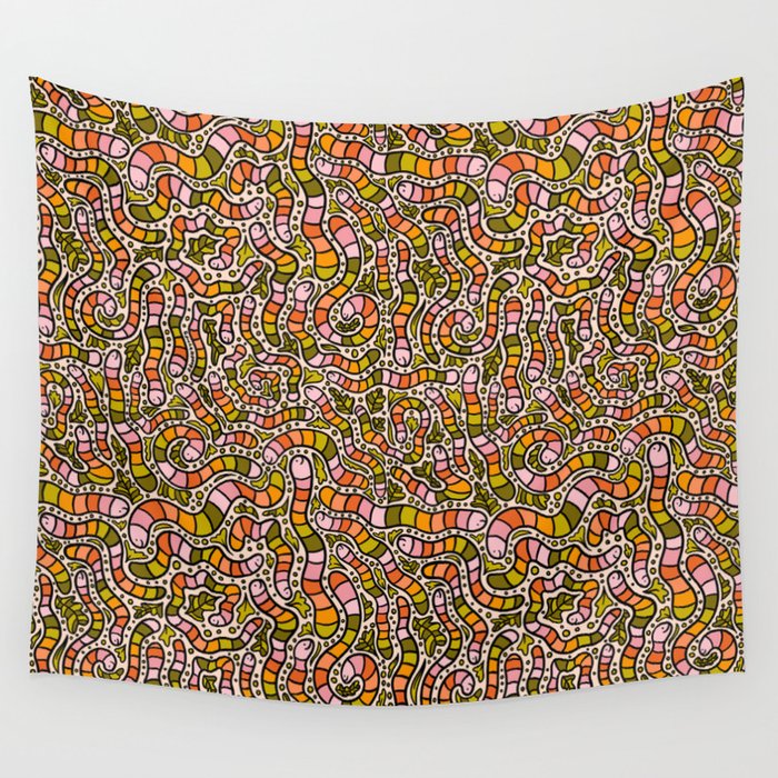 Rainbow Worms Print Wall Tapestry Gallery Image 4
