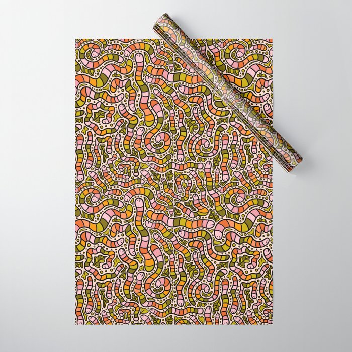 Rainbow Worms Print Wrapping Paper Gallery Image 1