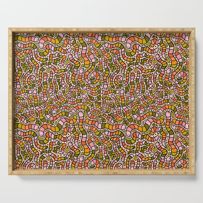 Rainbow Worms Print Serving Tray Gallery Image 1