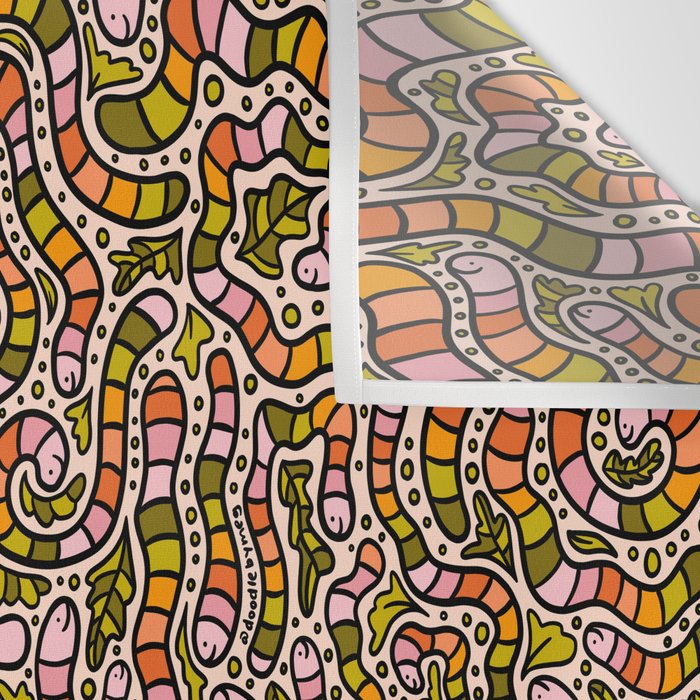 Rainbow Worms Print Wall Tapestry Gallery Image 3