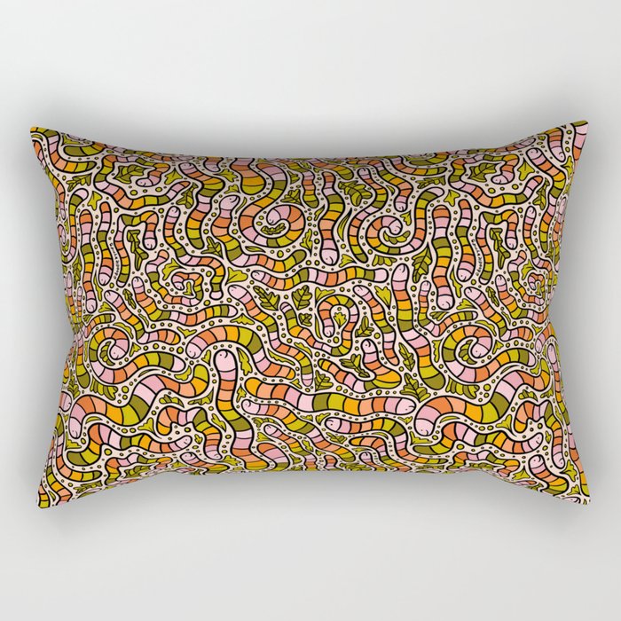 Rainbow Worms Print Rectangular Pillow Gallery Image 2