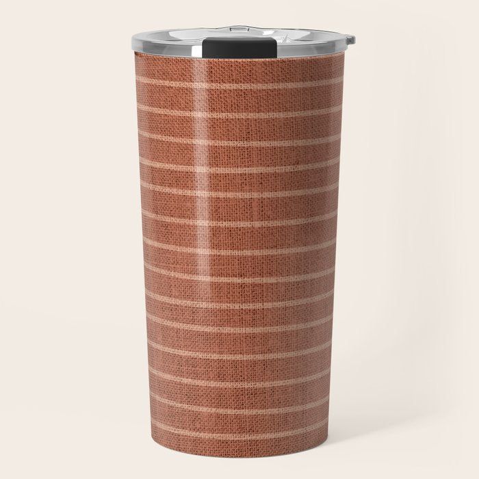Boho, Minimal, Line Art, Stripes, Terracotta Travel Mug Gallery Image 1