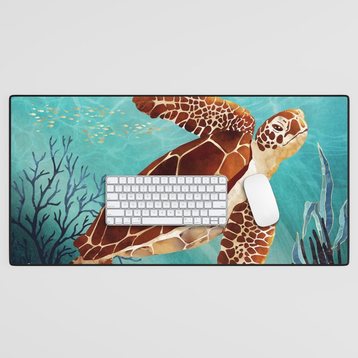 Metallic Sea Turtle Desk Mat Gallery Image 1