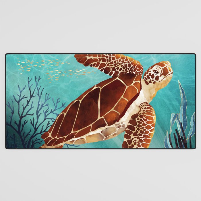 Metallic Sea Turtle Desk Mat Gallery Image 3