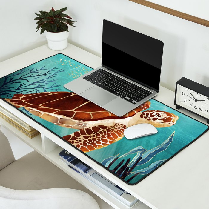 Metallic Sea Turtle Desk Mat Gallery Image 2