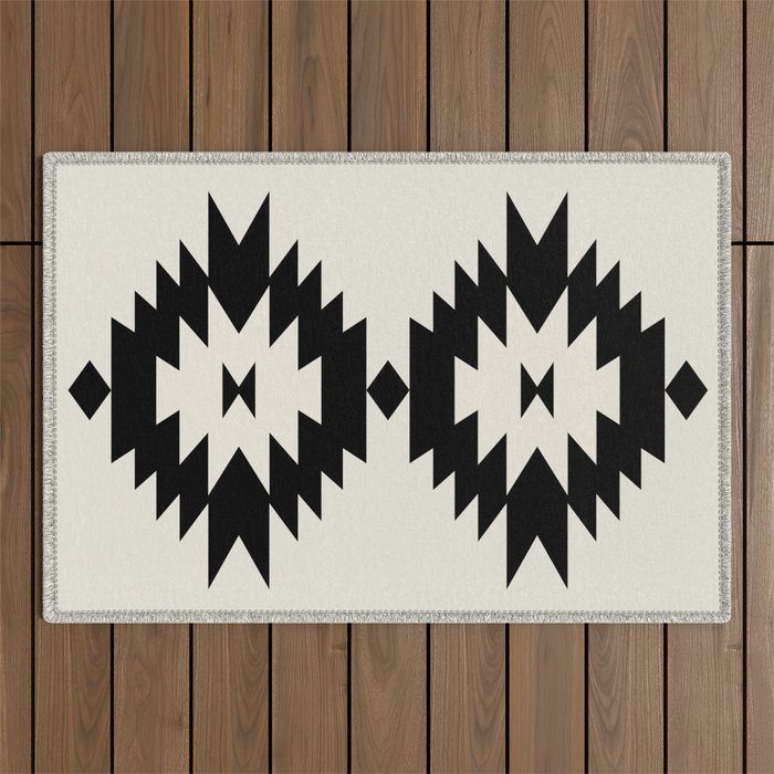 Southwestern Minimalism - Black Neutral Beige Outdoor Rug Gallery Image 1