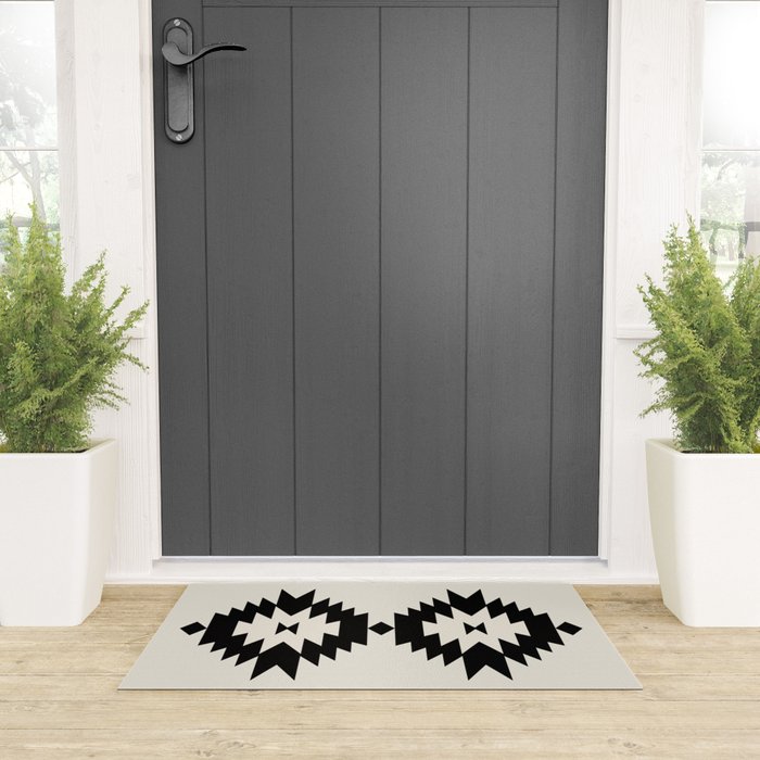 Southwestern Minimalism - Black Neutral Beige Welcome Mat Gallery Image 3
