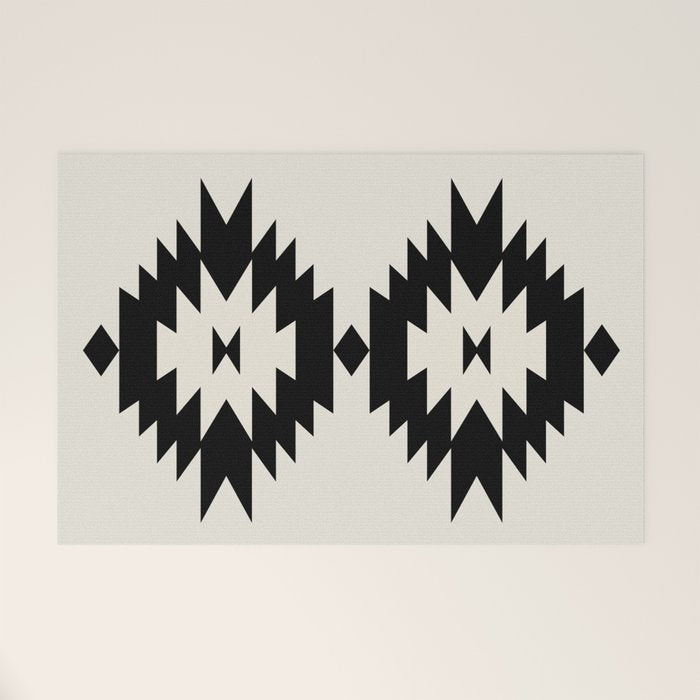 Southwestern Minimalism - Black Neutral Beige Welcome Mat Gallery Image 1