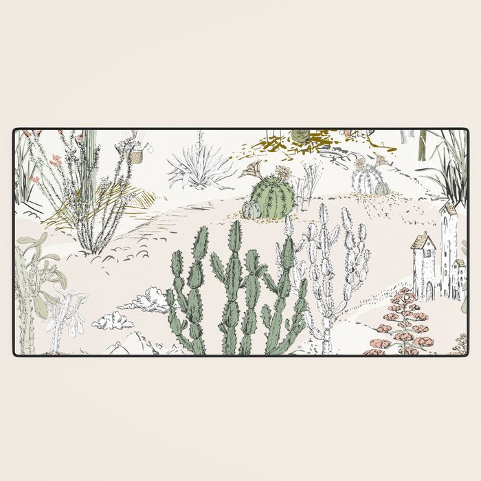 whimsical cactus landscape airy Desk Mat Gallery Image 3