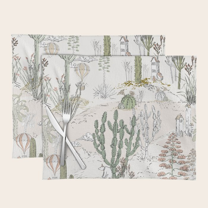 whimsical cactus landscape airy Placemat Gallery Image 1
