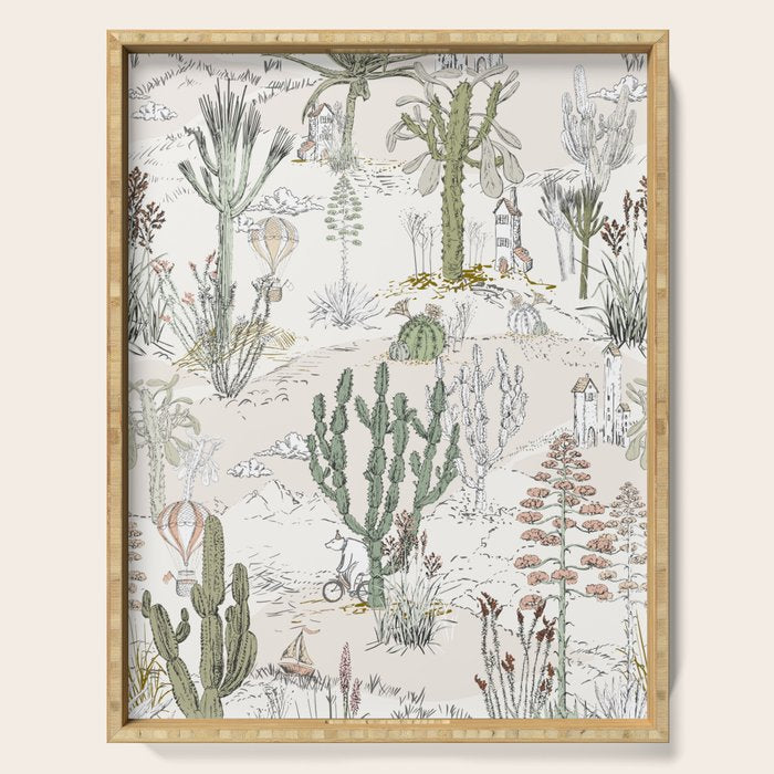 whimsical cactus landscape airy Serving Tray Gallery Image 1