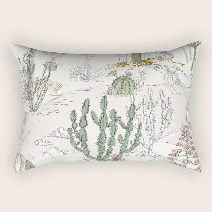 whimsical cactus landscape airy Rectangular Pillow Gallery Image 2