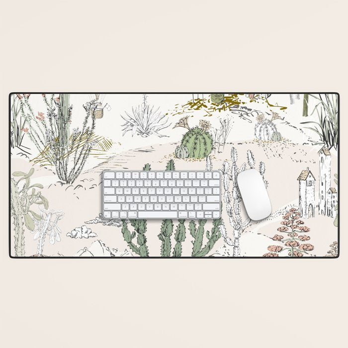 whimsical cactus landscape airy Desk Mat Gallery Image 1