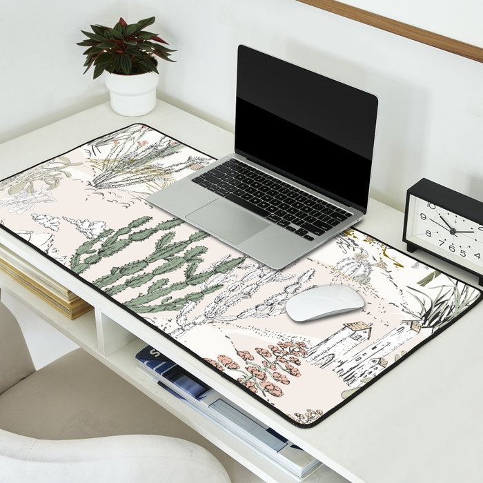 whimsical cactus landscape airy Desk Mat Gallery Image 2