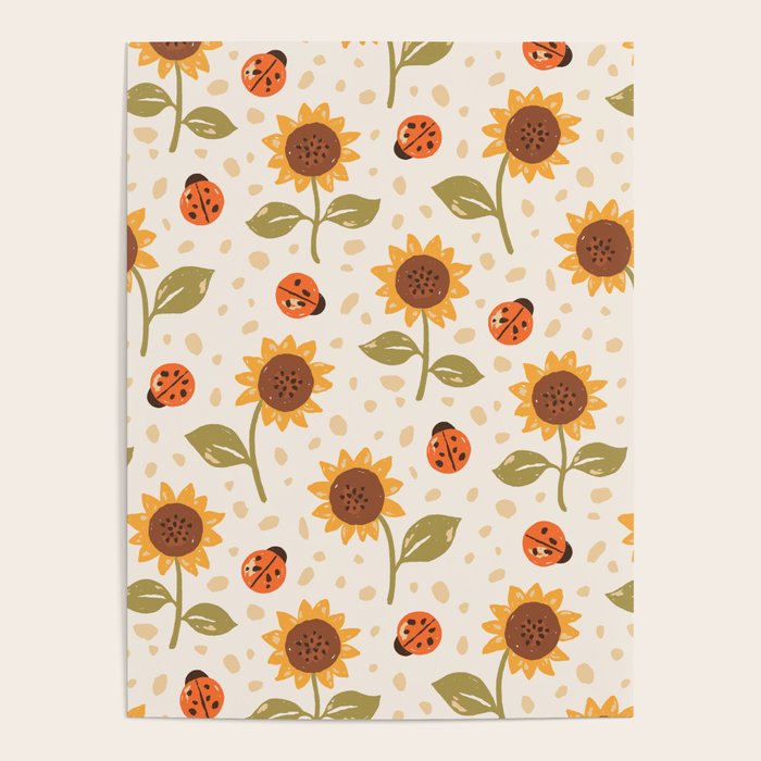 Sunflowers and Ladybugs Poster Gallery Image 1