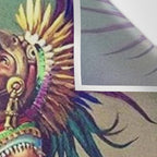 Caballero Aguila Aztec Scout Portrait painting Wall Tapestry Gallery Image 3