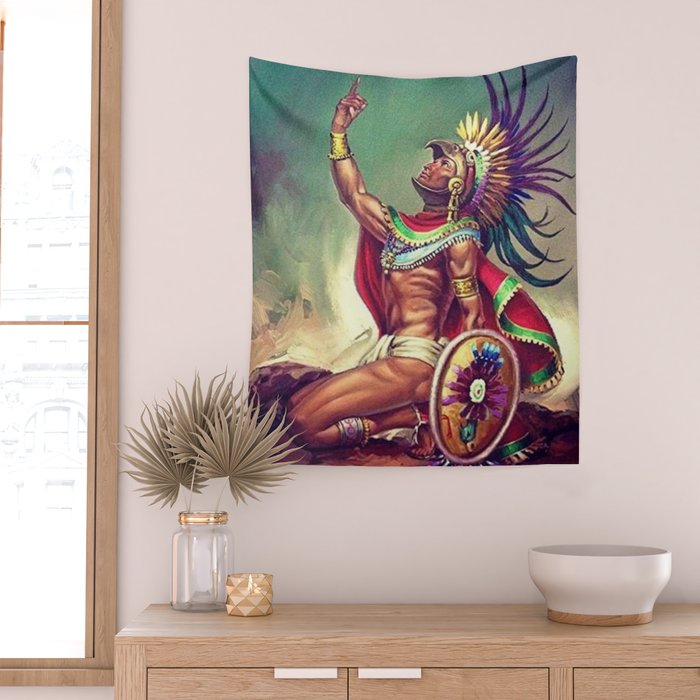 Caballero Aguila Aztec Scout Portrait painting Wall Tapestry Gallery Image 2