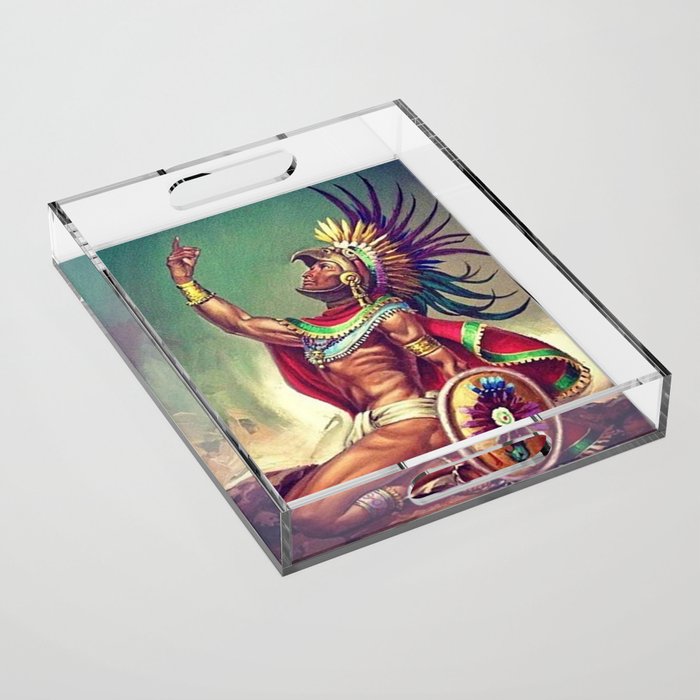 Caballero Aguila Aztec Scout Portrait painting Acrylic Tray Gallery Image 1