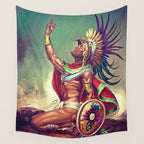 Caballero Aguila Aztec Scout Portrait painting Wall Tapestry Gallery Image 4