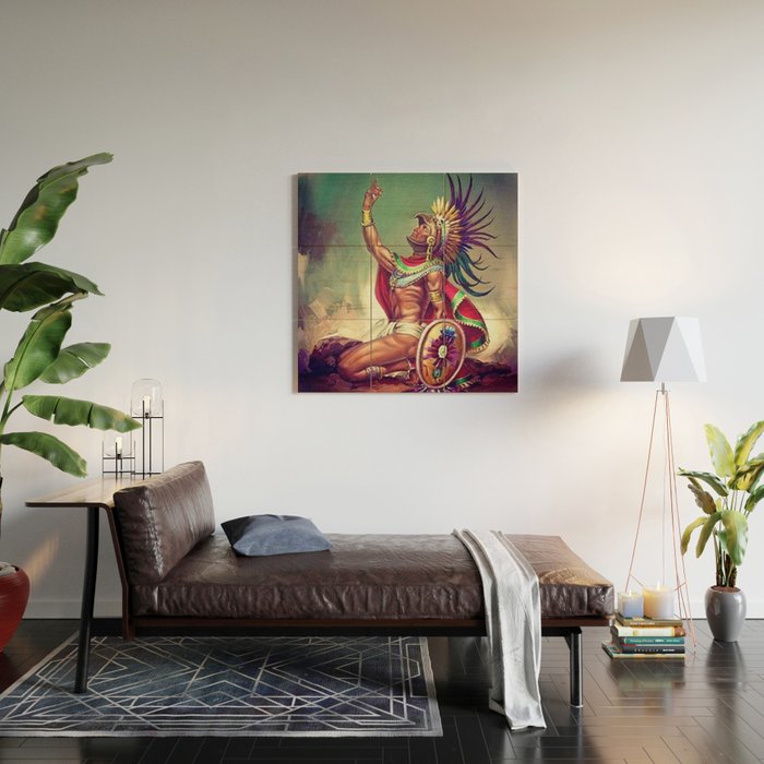 Caballero Aguila Aztec Scout Portrait painting Wood Wall Art Gallery Image 2