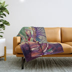 Caballero Aguila Aztec Scout Portrait painting Throw Blanket Gallery Image 1