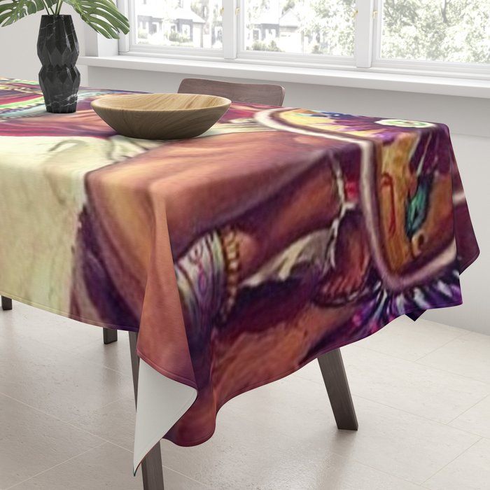 Caballero Aguila Aztec Scout Portrait painting Tablecloth Gallery Image 3