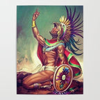 Caballero Aguila Aztec Scout Portrait painting Poster Gallery Image 4
