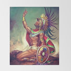 Caballero Aguila Aztec Scout Portrait painting Throw Blanket Gallery Image 2