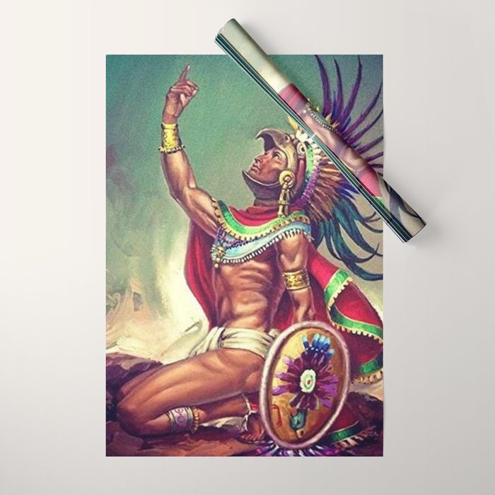 Caballero Aguila Aztec Scout Portrait painting Wrapping Paper Gallery Image 1