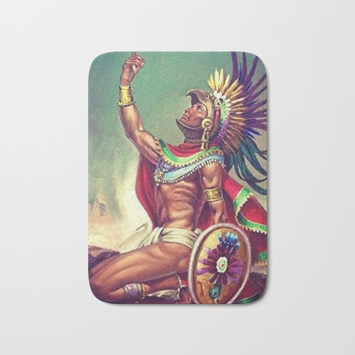 Caballero Aguila Aztec Scout Portrait painting Bath Mat Gallery Image 1