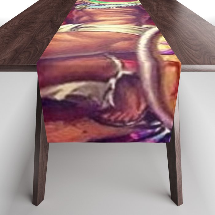 Caballero Aguila Aztec Scout Portrait painting Table Runner Gallery Image 1