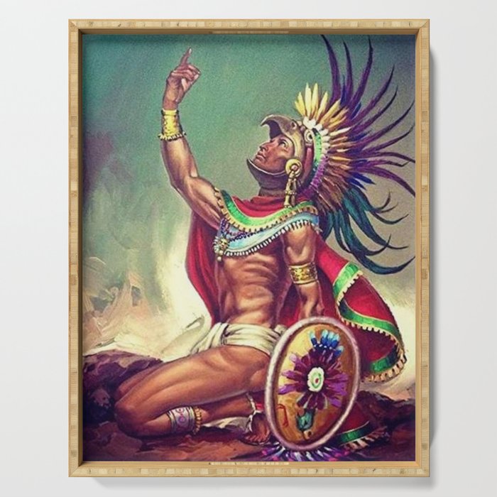 Caballero Aguila Aztec Scout Portrait painting Serving Tray Gallery Image 1