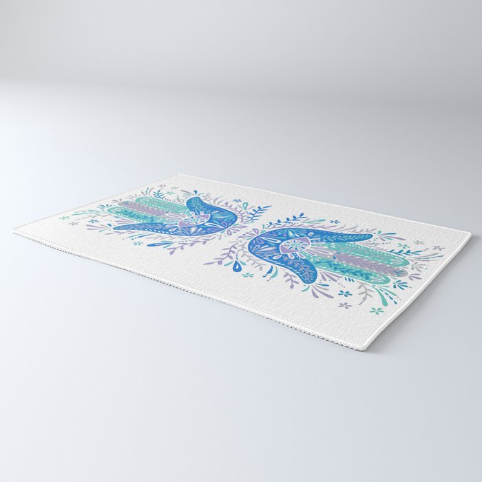 Hamsa Hand - Blue & Turquoise Palette Rug Gallery Image 3