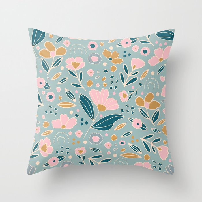 Woodland wildflowers  Throw Pillow Gallery Image 1