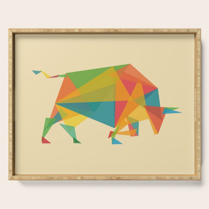 Fractal Geometric Bull Serving Tray Gallery Image 1