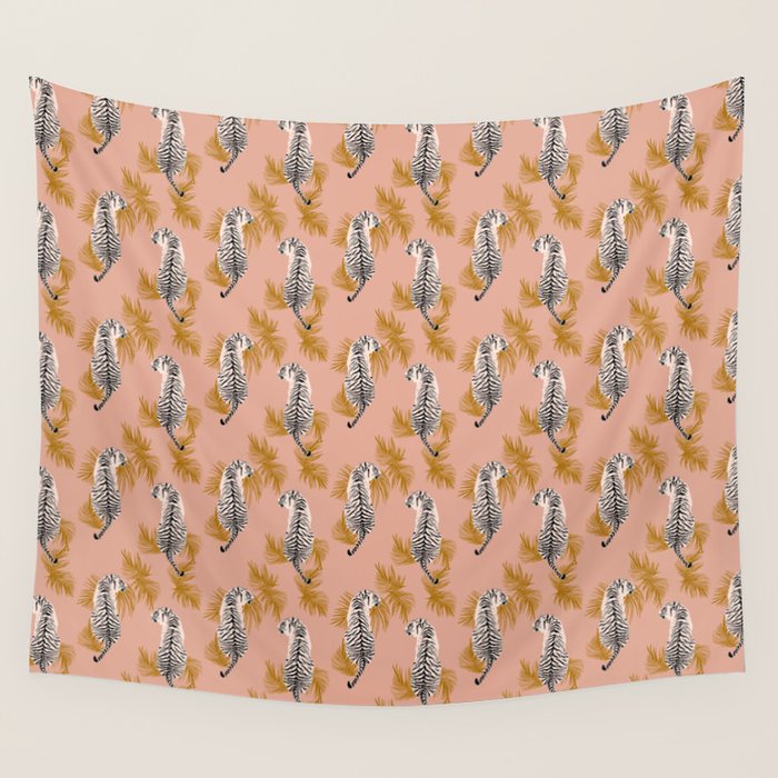 Paisley Tiger - soft pink & gold Wall Tapestry Gallery Image 4