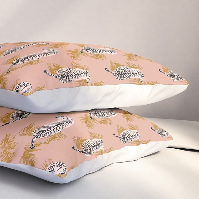 Paisley Tiger - soft pink & gold Pillow Sham Gallery Image 3