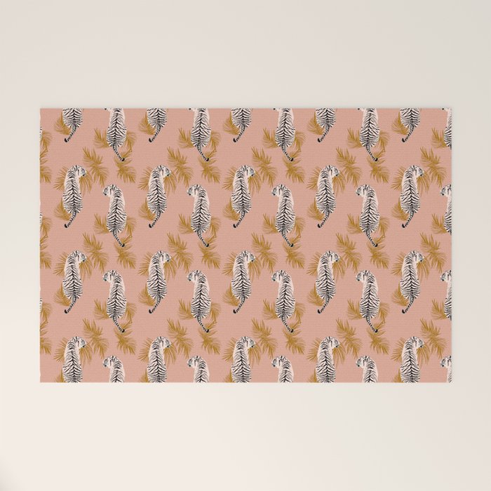 Paisley Tiger - soft pink & gold Welcome Mat Gallery Image 1
