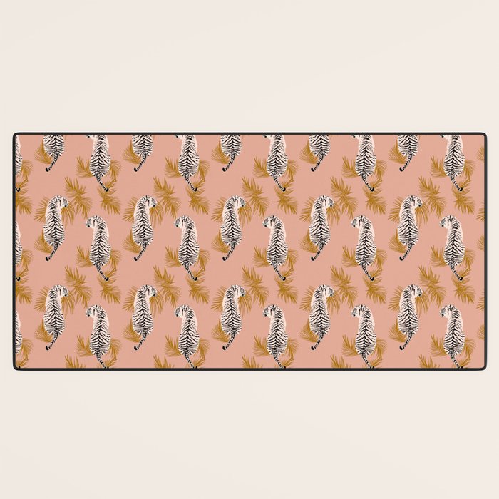 Paisley Tiger - soft pink & gold Desk Mat Gallery Image 3