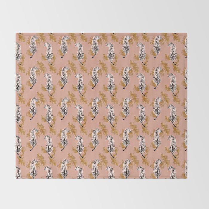 Paisley Tiger - soft pink & gold Throw Blanket Gallery Image 2