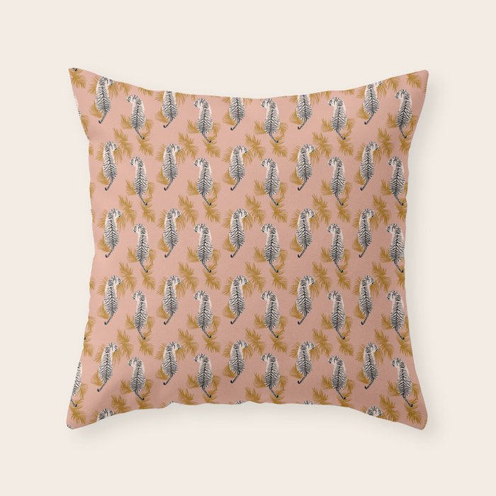 Paisley Tiger - soft pink & gold Throw Pillow Gallery Image 6