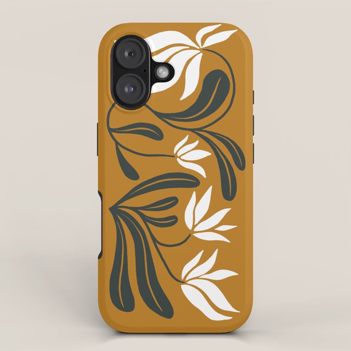 Mid-century lilies on ochre  iPhone Case Gallery Image 1
