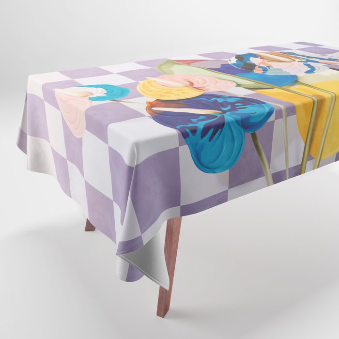 Modern artistic flowery tropical II Tablecloth Gallery Image 1