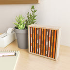 Retro Geo Chain Vertical Stripes Geometric Color Block Pattern in 70s Brown and Orange Mini Art Print Gallery Image 2