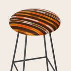 Retro Geo Chain Vertical Stripes Geometric Color Block Pattern in 70s Brown and Orange Stool Gallery Image 2