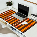 Retro Geo Chain Vertical Stripes Geometric Color Block Pattern in 70s Brown and Orange Desk Mat Gallery Image 2