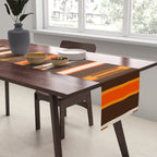 Retro Geo Chain Vertical Stripes Geometric Color Block Pattern in 70s Brown and Orange Table Runner Gallery Image 2